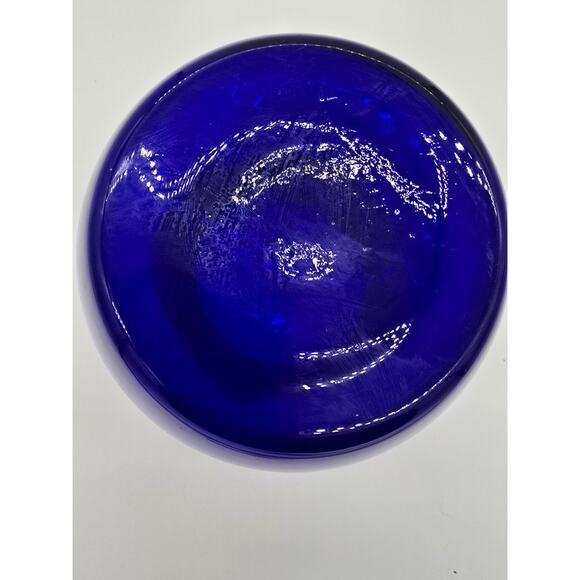 Dark Cobalt Round 6" Vase Glass Scalloped Top - Picture 5 of 7